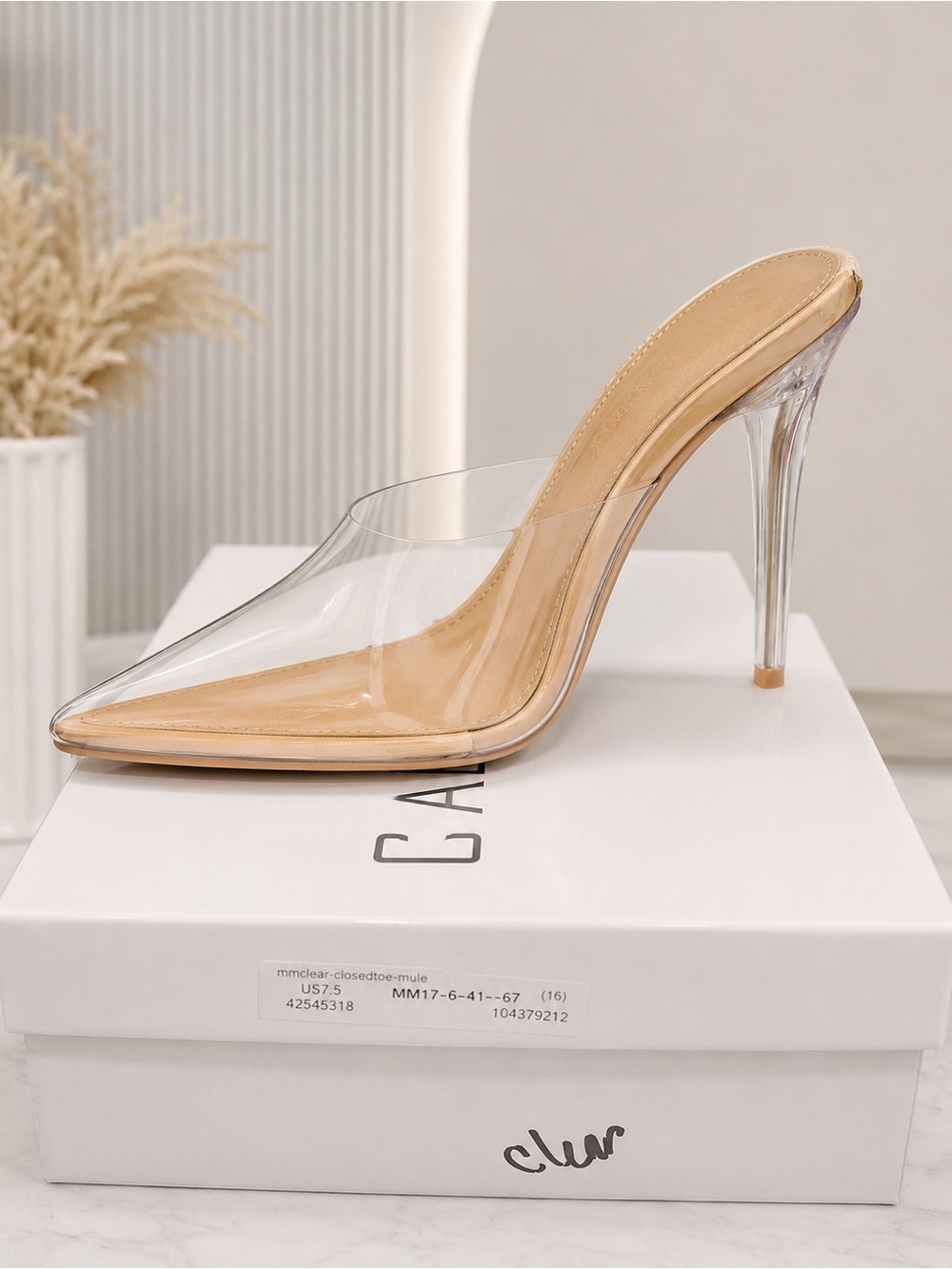 Nude Clear Stiletto Mule - Unbranded